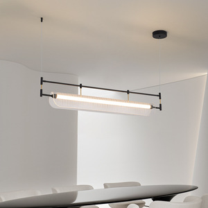 Lámpara colgante LED de espectro completo nórdico, rectangular, negra, de una sola cabeza, para iluminación de isla de restaurante. - Product Image 3