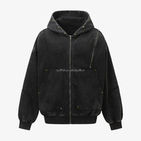 Sweat à capuche vintage personnalisé avec rivets, vêtements Y2K pour hommes, sweat à capuche zippé en coton, streetwear, fabricant de haute qualité