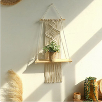 Vente en gros de support mural en bois macramé de style bohème pour la décoration intérieure pour la salle de bain et le salon