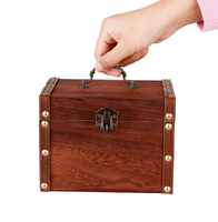 Petite boîte à monnaie en bois, tirelire, coffre au trésor, boîte à dons, artisanat, peignable, décorative, boîte à économies en bois