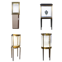 Vitrine de présentation de bijoux de luxe en verre trempé et métal Sundo, avec éclairage LED, logo personnalisé et options dorées