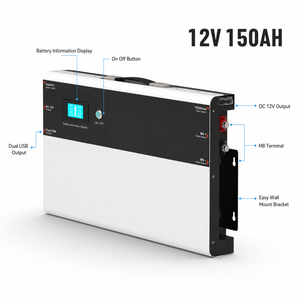 A급 12.8V 150AH 프리즘형 리튬 이온 배터리 내장 BMS BT LCD 디스플레이 RV 배터리 팩 LiFePO4 금속 케이스 4000 사이클 - Product Image 1