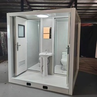 En stock, Toilettes mobiles préfabriquées portables à double cabine pour chantier, parc et camping
