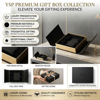 Boîte à double porte noire personnalisable avec logo, conteneur rigide premium avec bandes dorées et insert floqué pour suite de luxe en gros