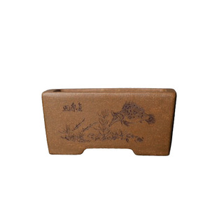 Maceta Rectangular de Arcilla Morada para Bonsái, Hecha a Mano, Grabada, Estilo Clásico, Maceta de Escritorio - Product Image 5