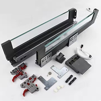 Glissière de tiroir en verre à fermeture douce avec lumière LED pour armoires de cuisine, extension complète, compatible avec le marbre/l'acrylique/le stratifié