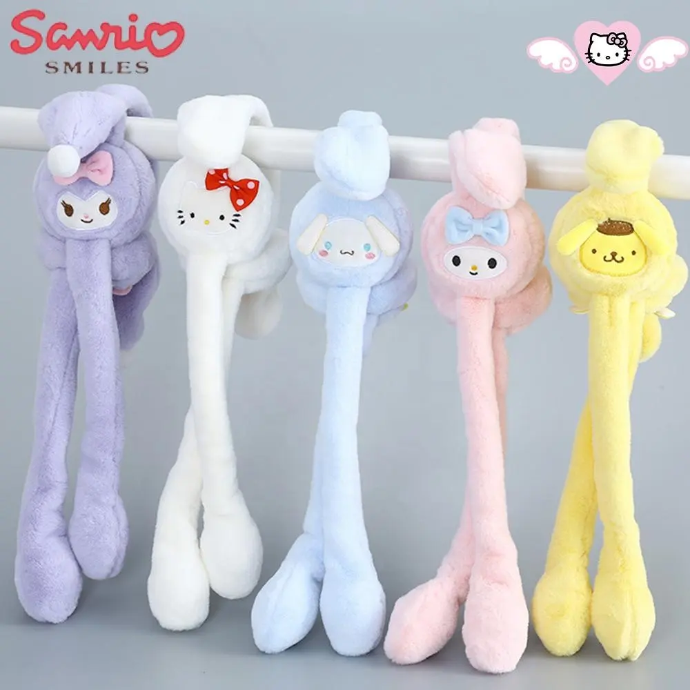 Sanrio KT earmuff mewah Kawaii Kuromi Melody desain lembut tebal hangat musim dingin penutup telinga untuk anak perempuan hadiah Festival siswa lucu