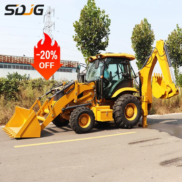 Free Shipping Earth-Moving Machinery Twobale Backhoe Loader 4X4 Mini Small Wheel Backhoe Loader
