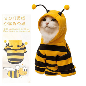 Cute Cat Themed Clothing Anti Fall Design Small Bee Shaped <b>Pattern</b> Pug Small Adorable Blue Cat Seasonal Pet Hoodie - Product Image 5
