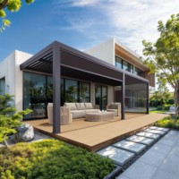 Pergola extérieure motorisée à lames orientables 3x4m 6x4m OEM, pergola en aluminium bioclimatique, toit de pergola