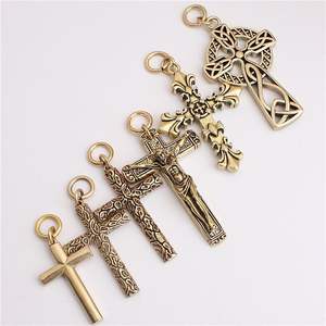 Metall Handwerk Vintage Kupfer Kreuz Anhänger Halskette Schlüssel bund - Product Image 4