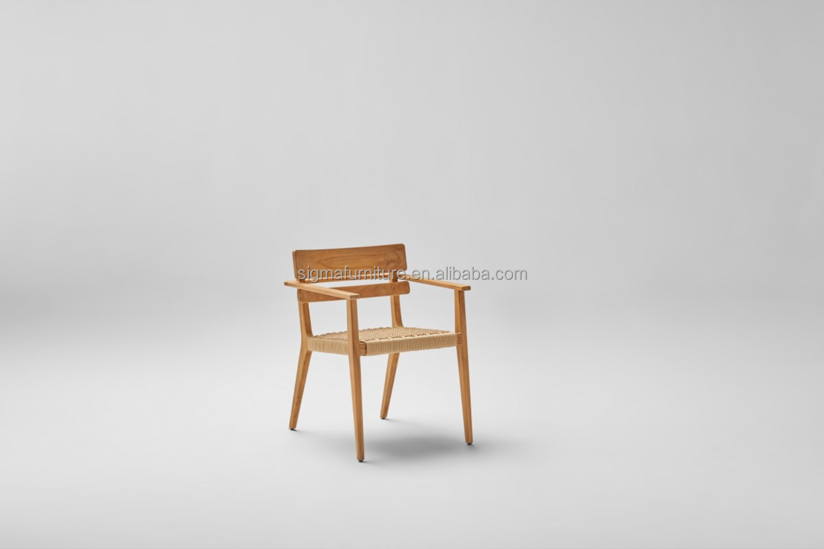 Modern Furniture Armchair Outdoor Use Solid Teak Wood Frame High End Dining Chair