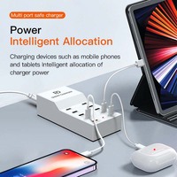 Stasiun Pengisi Daya USB Pintar 10-Port 72W QC3.0 Pengisian Cepat Ramah Lingkungan Bahan ABS/PC Mendukung Colokan EU/US/UK/AU