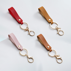حلقة مفاتيح شديدة التحمل مع مشبك حلقة حزام حامل مفاتيح معدني وعلامات سلسلة مفاتيح جلدية فارغة طقم حلقة مفاتيح ذهبية - Product Image 2