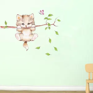Lovely Hanging Branches Wall Stickers For Kids Room Children Bedroom Cute Animals Decals Nursery Decor Mural