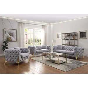 Winforce sektional sofa modernes design luxus chesterfield sofa wohnzimmer möbel knopf getuftet sofa-set samt edelstahl-bein