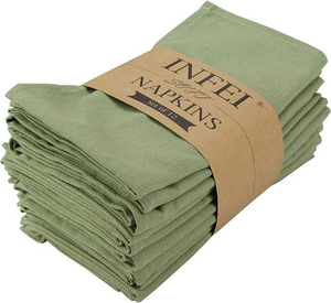 Serviettes <span class=keywords><strong>de</strong></span> <span class=keywords><strong>table</strong></span> carrées sur mesure vert sauge 100% coton faites à la main modernes teintes unies lavables en machine résistantes à la décoloration réutilisables pour usage domestique - Product Image 1
