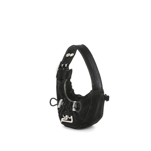 Bolso Llavero Ligero de la Mejor Calidad, Negro Brillante con Efecto Arrugado y Detalles de Ojales en la Correa para un Estilo Moderno - Product Image 3