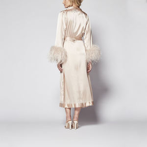 Ropa de Dormir de Plumas de Avestruz para Mujer, Pijama Bonito, <span class=keywords><strong>Bata</strong></span> de Satén Sexy con Plumas para Despedida de Soltera - Product Image 4