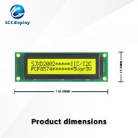 Layar LCD Standar Tinggi JXD2002A-IIC STN Antarmuka IIC/I2C Positif Kuning dengan Lampu Latar Modul Tampilan LCM Matriks Titik 20*2