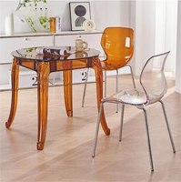 Chaise de salle à manger en acier transparent de style nordique, pieds en métal, populaire sur Internet, dossier simple, design minimaliste pour un usage domestique, petits appartements