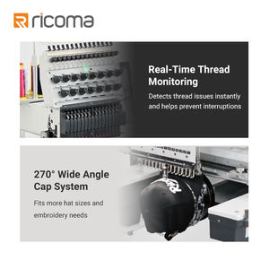 Sistema de bordado computarizado de <span class=keywords><strong>Ricoma</strong></span> versátil con velocidad de 1200RPM y función de bordado de sombrero flexible - Product Image 2