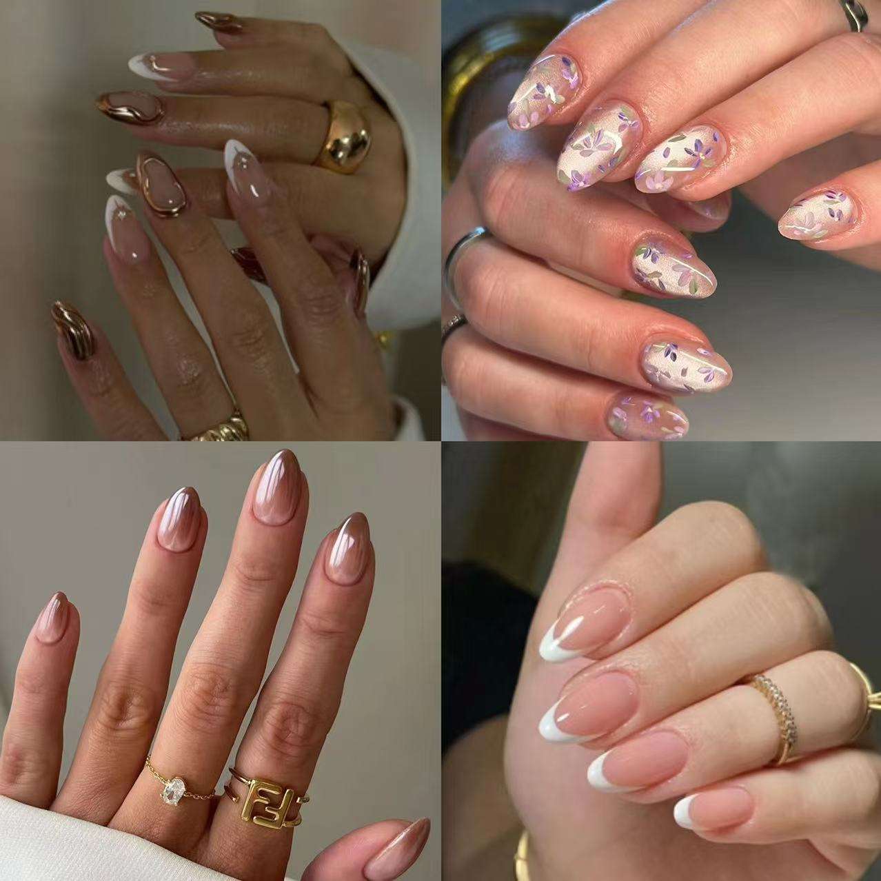 French Tip Almond ABS Material Press-on Nails Natural Thick Extra Short False Nail for Women DIY 30Pcs