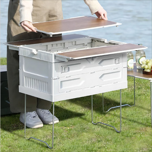 <b>Camping</b> <b>Storage</b> <b>Box</b> Portable Outdoor Multi-Functional Foldable Plastic PP 25L Food Container Car <b>Storage</b> Organizer - Product Image 1