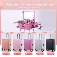 Trolley Bluetooth en alliage d'aluminium pour maquilleurs Pliable Multifonctionnel Tattoo Beauty Toolbox Lights Tie Rod Cosmetic