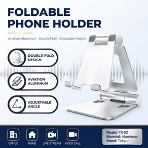 <span class=keywords><strong>Support</strong></span> de téléphone portable pliable en alliage d'aluminium flexible, personnalisable en usine, hauteur réglable pour écrans de 4 à 10 pouces, portable - Product Image 1