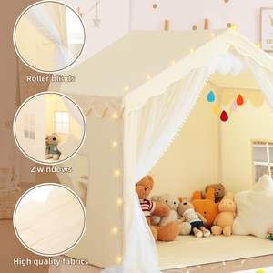 Tente de jeu pour enfants en polyester épais avec tubes en bois, grande tente château de princesse, tente de jeu d'intérieur pour enfants, idéale pour les pyjama-party - Vente en gros - Product Image 5