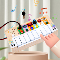 Juguete de Madera con Teclado de Piano, Interruptores de Luz LED, Juguete Sensorial Montessori para Niños Pequeños, Aprendizaje Musical Temprano