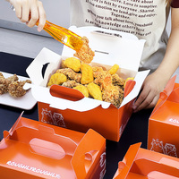 Boîtes en carton personnalisées écologiques, recyclables et imperméables pour la vente en gros, avec poignée, pour la restauration rapide, poulet frit, sushis et burgers