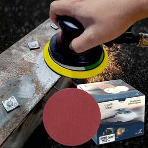 Smerigliatrice Pneumatica Jinxin, <span class=keywords><strong>Carta</strong></span> Abrasiva da 5 Pollici, Lucidatrice <span class=keywords><strong>ad</strong></span> Aria Autoadesiva Rossa 125, Sabbia Floccata 60 Mesh - Product Image 4