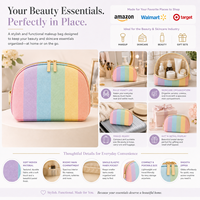 Trousse de Maquillage Tendance en Toile avec Étuis Épais et Spacieux, Couleur Unie, Logo Personnalisé, pour Nettoyant Visage et Produits de Beauté