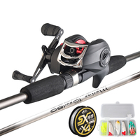 Nouveauté : Combo de pêche spinning 1,8 m, ensemble complet canne à pêche spinning avec moulinet pour la pêche en lac et en rivière en extérieur