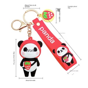 Porte-clés et pendentif de sac créatif et mignon en forme de panda fruit, en PVC, anti-perte, pour voiture, cadeau pour les amoureux, vente en gros - Product Image 4