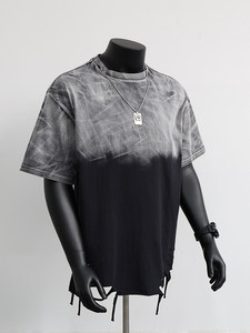 A25ARK7970/Camiseta Vintage Degradada Lavada para <span class=keywords><strong>Hombre</strong></span>, Manga Corta, Verano, Dobladillo Deshilachado, Alta Gama, Novedad 2025 - Product Image 2