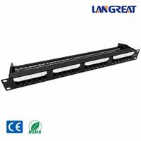 Panel de Conexiones Cat6 UTP de 24 Puertos con Tira de Etiquetas Grande y Cubierta Transparente, Krone 110, Doble IDC, Panel de Rack RJ45 1U Preconectado