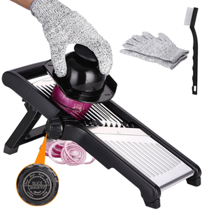 Mandolina Manual Multifuncional de Acero Inoxidable y PP, Cuchillo de Cocina Ajustable, Rallador, Rebanador de Patatas y Cebollas, Guantes Anticorte - Product Image 1