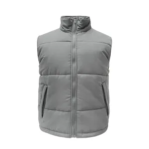 Vendável barato inverno puffer poliéster para baixo colete homens aquecido colete acolchoado