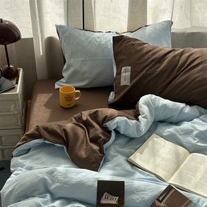 Parure de lit INS unie texturée froissée 200TC pour toutes saisons avec housse de <span class=keywords><strong>couette</strong></span>, taie d'oreiller et drap-housse – Collection Été 2026 – Livraison directe - Product Image 1