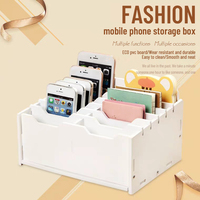 Organisateur de bureau multi-grilles pour télécommandes et téléphones portables, boîte de rangement de bureau à 24 compartiments pour le classement et le rangement des objets divers
