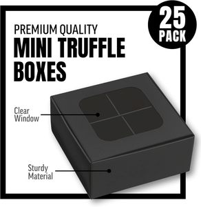 Scatola Quadrata Nera Mini per 4 Tartufi con Finestra e Divisori, Scatole da Forno Molto Piccole per <span class=keywords><strong>Regali</strong></span> - Product Image 3
