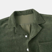 ZHEZHE 2022 été hommes mode velours côtelé chemise deux pièces Shorts ensemble couleur unie décontracté grande taille hommes ensembles