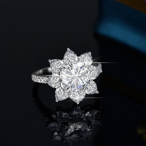 Stile classico anello Moissanite <span class=keywords><strong>925</strong></span> <span class=keywords><strong>argento</strong></span> D colore 1ct 2ct 3ct PassTest diamante GRA certificazione anelli diamanti Moissanite - Product Image 4