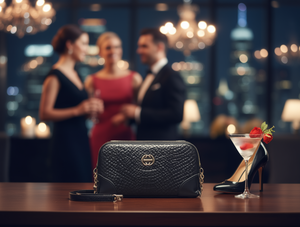 Borsa Clutch da Donna con Doppio Manico, Motivo Alligatore, in Microfibra Sintetica, Chiusura con Cerniera, Stile Elegante - Product Image 2