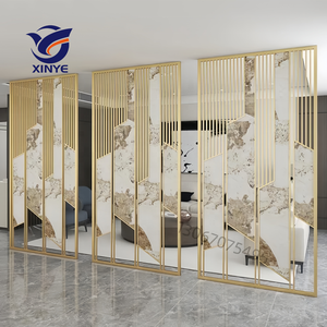 Diviseur d'écran étanche bohème en acier inoxydable plaqué or personnalisable cloisons métalliques pour bureaux salles à manger beauté - Product Image 1