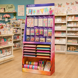 Corrugated Cardboard Display <b>Stand</b> for Kids Stationery Stickers Custom Wholesale Retail POS - Product Image 2