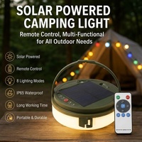 Lampe de camping solaire avec télécommande, lanterne portable rechargeable pour le camping, la randonnée et l'éclairage d'urgence